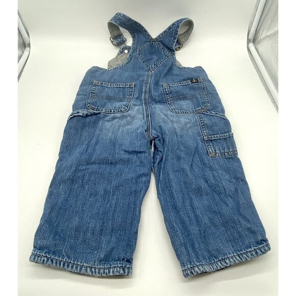 Vintage Baby Gap Toddler 18-24M 18M 24M Denim Lined Jeans Overalls Bear Logo - Picture 3 of 12